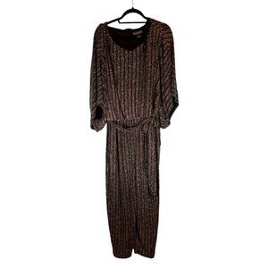 JESSICA HOWARD Women's Metallic-Threaded Belted Jumpsuit 2X